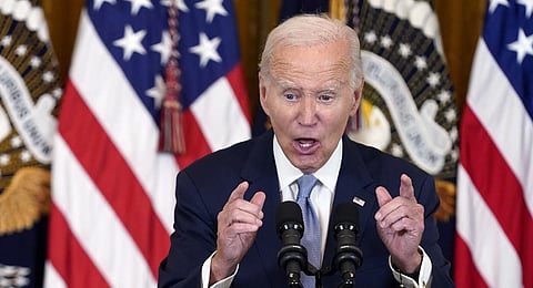 President Joe Biden speaks during an event on prescription drug costs, in the East Room of the White House, Tuesday, Aug. 29, 2023, in Washington. (AP Photo)