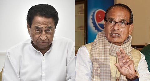 FILE - A collage of Congress leader Kamal Nath and MP Chief Minister Shivraj Singh Chouhan. (Photos | PTI)