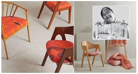 Photo featuring furniture displaying artworks created by children with autism and Down Syndrome.