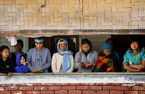 Members of the 'Bnei Menashe' community offer prayers during a Sabbath at the Shavei Israel Hebrew Centre in Churachandpur district in Manipur. (File Photo | AFP)