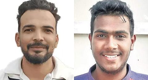 Indian cricketers Rajwinder Singh (L) and L Sathiyannaarayan (R)