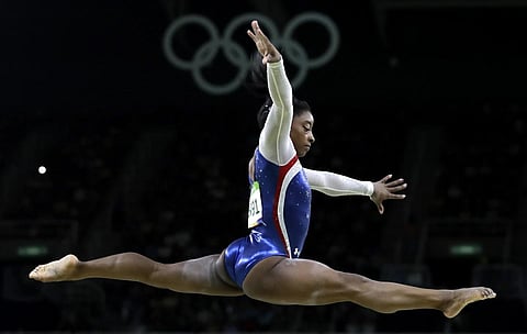 United States' Simone Biles performs on the balance beam during the artistic gymnastics women's individual all-around final at the 2016 Summer Olympics in Brazil. (File Photo | AP)