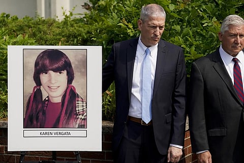 Suffolk County District Attorney Raymond Tierney, unseen, speaks at a news conference to announce the identity of a victim investigators had called the 'Jane Doe No. 7,' as Karen Vergata. (Photo | AP)