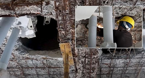 Falling Apart: A worm's eye view of the dismal condition of Jains Westminster apartment complex in Chennai.