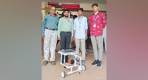 Students of MITS Engineering and Technology invented solar powered robotic seaweed cutter. (Photo | Express)
