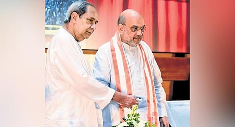 Chief Minister Naveen Patnaik with Union Home Minister Amit Shah in Bhubaneswar | Express
