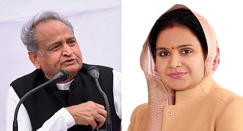 A collage of Rajasthan CM Ashok Gehlot (L) and Jaipur Municipal Corporation (Heritage) Mayor Munesh Gurjar. (Photos | PTI, Facebook)