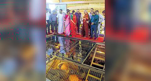 Union Finance Minister Nirmala Sitharaman at the on-site museum at Adichanallur in Thoothukudi | V KARTHIKALAGU