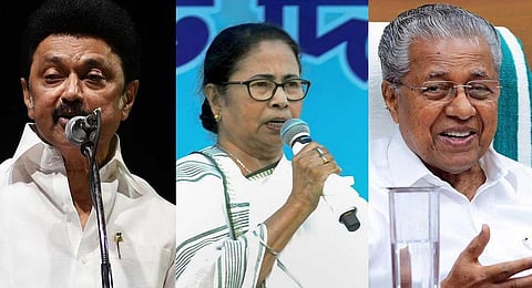 M K Stalin, Mamata Banerjee, Pinarayi Vijayan