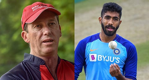 A collage of legendary Australian bowler Glenn McGrath (L) and India's fast bowling ace Jasprit Bumrah, used for representational purposes only.