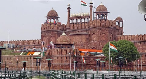 Image of the Red Fort undergoing preparations for the Independence day, used for representational purposes only. (Photo | PTI)