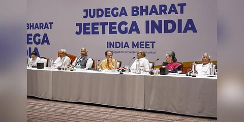 Leader of Oppositions during the meeting of Indian National Developmental Inclusive Alliance (INDIA), in Mumbai (Photo | PTI)