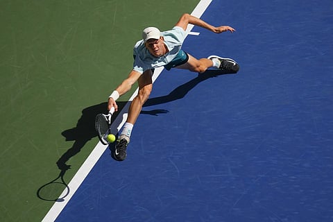 Jannik Sinner in action at the US Open tennis championships, Aug 31, 2023. (Photo | AP)
