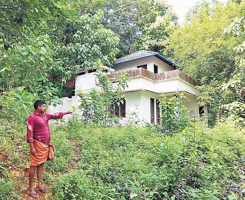 A house abandoned by residents at Kavalappara following reports of further landslides