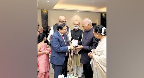President of India Kovind felicitated by Odia diaspora in Bahrain.