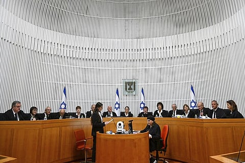 All 15 of Israel's Supreme Court justices appear for the first time in the country's history to look at the legality of the contentious judicial overhaul, in Jerusalem, Sept. 12, 2023. (Photo | AP)