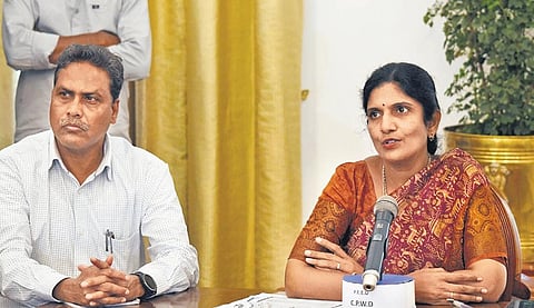 Dr K Rajani Priya, estate manager of Rashtrapati Nilayam, addresses the media in Secunderabad on Monday | Vinay Madapu