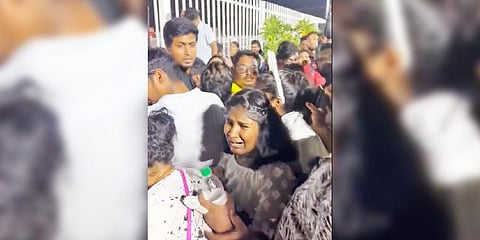 Video grab of stampede-like situation at the show on Sunday posted on X (formerly Twitter) by user Manobala V