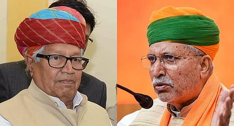 L-R: Rajasthan BJP MLA Kailash Meghwal and Union Law Minister Arjun Ram Meghwal. (PTI)
