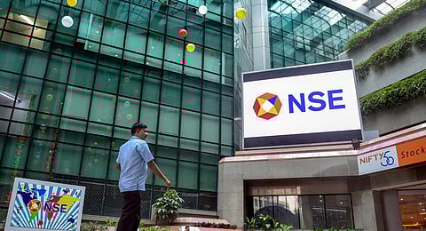FILE - National Stock Exchange (NSE) displayed outside the headquarters in Mumbai. (Photo | PTI)