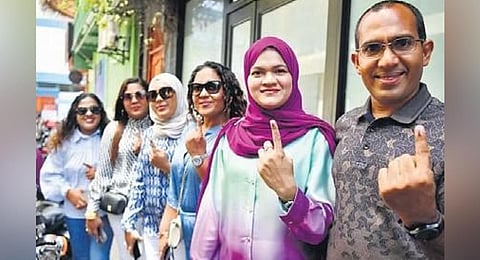 The Maldives churn in the Indian ocean