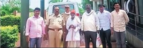 Eighty-year-old Ganapati Vithal Waghmore (centre) after his arrest | EXPRESS