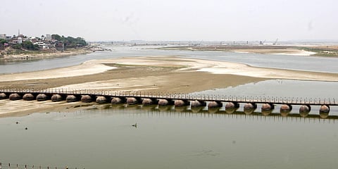 River Ganga at Phaphamau during the summer season in Prayagraj. (PTI)