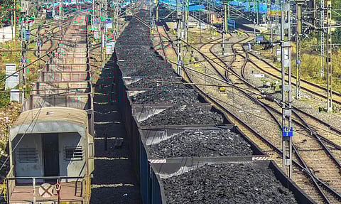 A goods train carrying coal near Bhubaneswar Railway Station. (File | EPS)