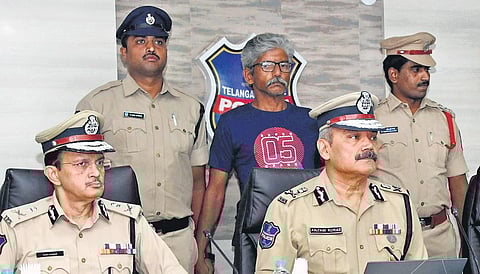 DGP Anjani Kumar addresses media Friday. Behind him stands Sanjoy Deepak Rao.