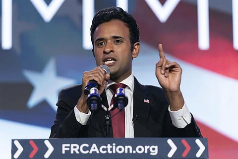 Republican presidential candidate Vivek Ramaswamy speaks during the Pray Vote Stand Summit on Friday, Sept. 15, 2023, in Washington. (Photo | AP)