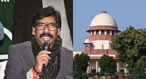 FILE - A collage of Jharkhand CM Hemant Soren and the Supreme Court, used for representational purposes only.