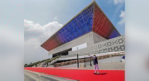 Prime Minister Narendra Modi during the inauguration of India International Convention and Expo Centre (IICC), in New Delhi, Sunday, Sept. 17, 2023. (Photo | PTI)