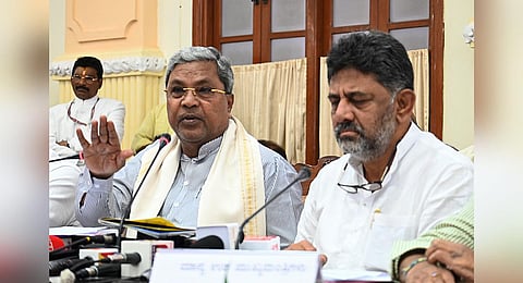 FILE - An image of Karnataka CM Siddaramaiah and Deputy CM DK Shivakumar, used for representational purposes only. (Photo | Nagaraja Gadekal, EPS)