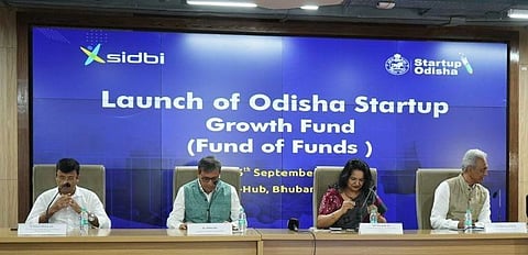 Development commissioner Anu Garg speaking at the OSGF launch event on Saturday.