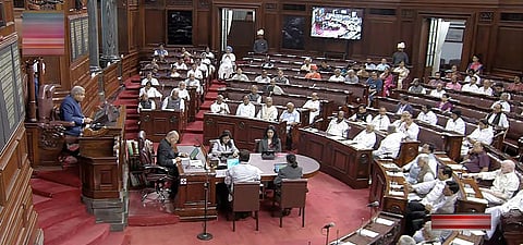 Proceedings of the House during the special session of Parliament, in New Delhi on Monday. (Photo | PTI)