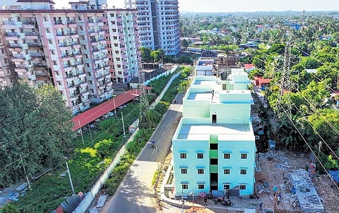 The newly built flat units to rehabilitate residents of P&T Colony by GCDA under Life Mission project at Mundamveli