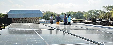 The Shore Temple will be lit up by solar power generated by three 10-kw solar plants, feeding surplus energy back into the grid for future consumption. (Photo | Express)
