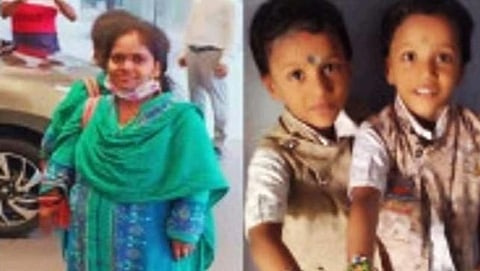 Sabitri and her two sons | Express