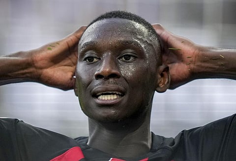Frankfurt's Randal Kolo Muani reacts during a German Bundesliga soccer match between Eintracht Frankfurt and Darmstadt 98 in Frankfurt, Germany, Sunday, Aug. 20, 2023. (Photo | AP)