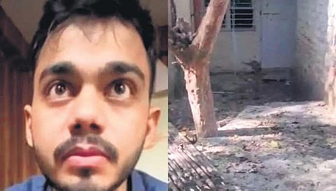 Mahesh, Survey of India employee (L), site where his body was buried (R). (Photo | Express)