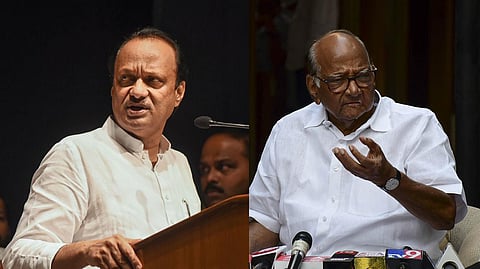 Maharashtra Deputy CM Ajit Pawar (L) and NCP (SP) chief Sharad Pawar