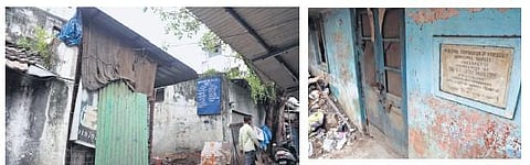 A man walks past the Punjagutta municipal market in Hyderabad; the Ameerpet market lies in disrepair. (Photo | Sri Loganathan Velmurugan)