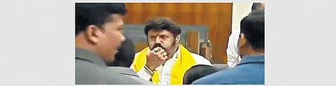 Hindupur MLA & actor N Balakrishna blowing a whistle inside the House | Express