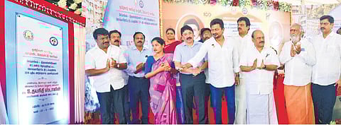 Minister Udhayanidhi Stalin during foundation stone-laying ceremony of housing projects undertaken by the TNUHDB | Express