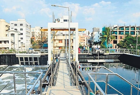 The 7 MLD capacity Durgam Cheruvu sewage treatment plant .