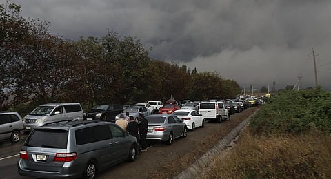Ethnic Armenians from Nagorno-Karabakh wait near Kornidzor, the town in Syunik region, Armenia. (Photo | AP)