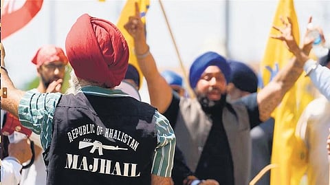 Khalistan supporters protest in front of the Indian Consulate in Toronto on July 8, 2023