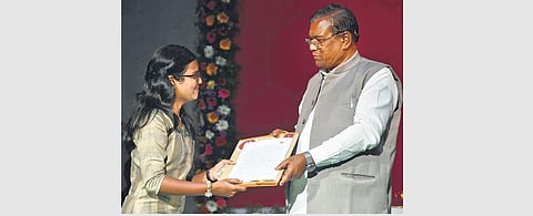 Union Minister of State for Steel and Rural Development Faggan Singh Kulaste hands over appointment letter | Express