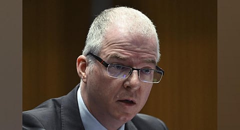 Qatar Airways Senior Vice President Matt Raos speaks at Australia's Parliament House in Canberra on Wednesday, September 27, 2023. (Photo | AP)