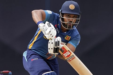 FILE - Sri Lanka's Danushka Gunathilaka bats during the fifth one-day international cricket match between Australia and Sri Lanka in Colombo, Sri Lanka, on June 24, 2022. (Photo | AP)